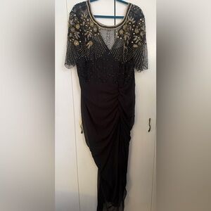 Gorgeous ASOS/Virgo’s Lounge Black and Gold Beaded Dress